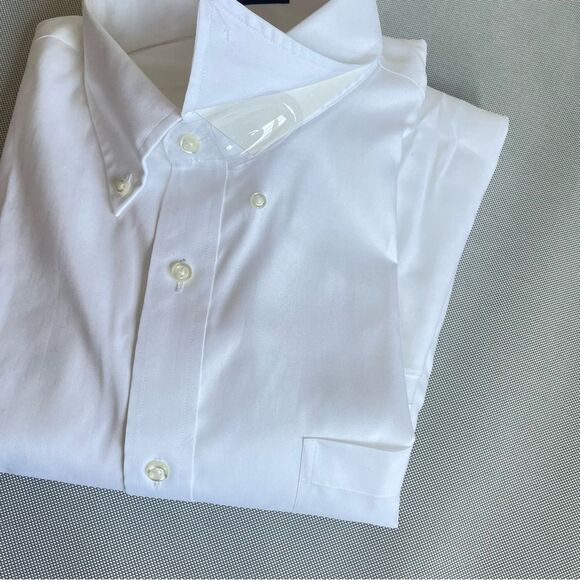 Lands’ End White No Iron Pinpoint Oxford Traditional Fit NWOT Size 17 1/2- 33 - Picture 2 of 6